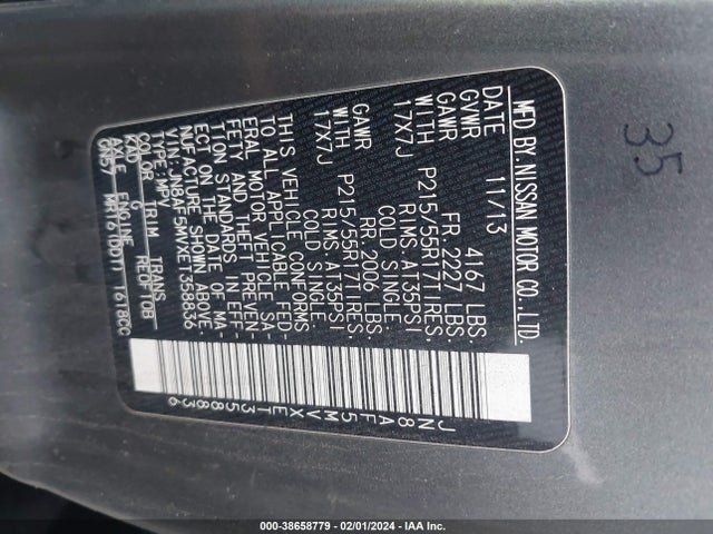 2014 NISSAN JUKE S VIN: JN8AF5MVXET358836