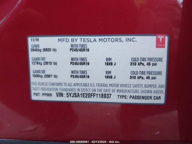 5YJSA1E20FF118937 Tesla Model S 70d/85d/p85d