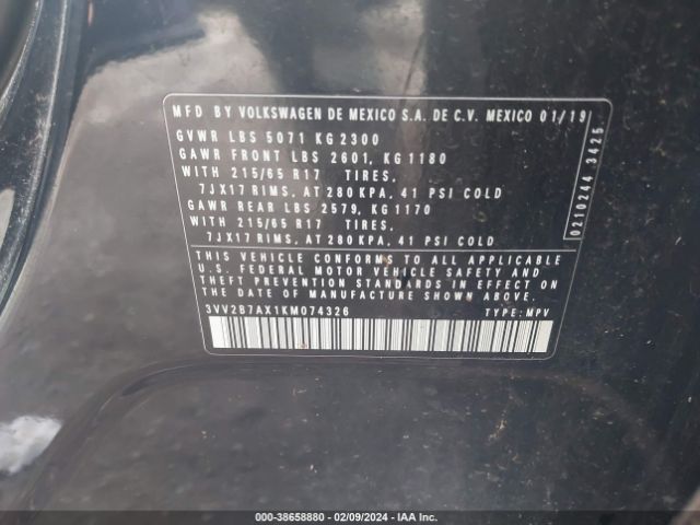 2019 VOLKSWAGEN TIGUAN 3VV2B7AX1KM074326 Photo 8