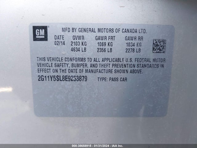 Chevrolet Impala 1ls 2014 2G11Y5SL8E9253879 Image 9