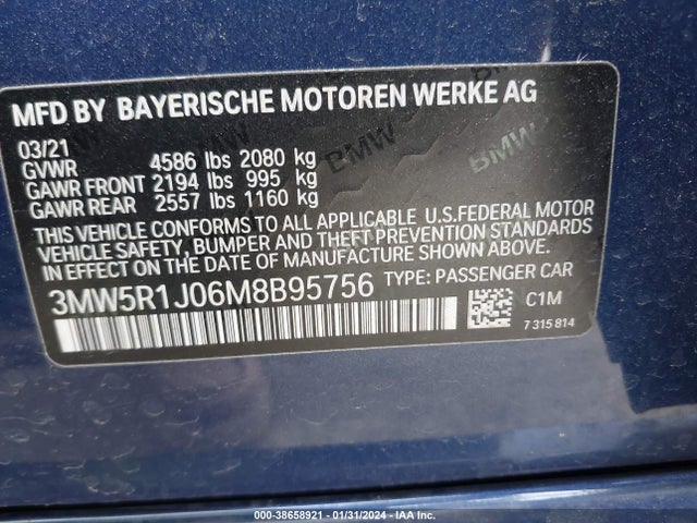 BMW 330I 2021 3MW5R1J06M8B95756 Image 9
