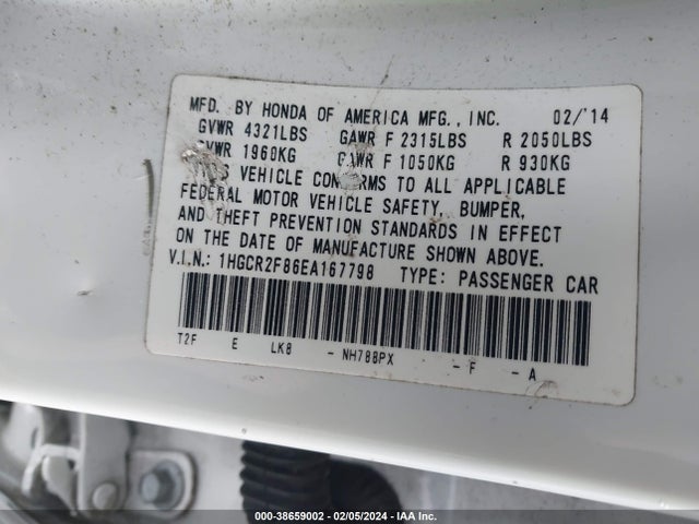 Honda Accord Ex-l 2014 1HGCR2F86EA167798 Image 9