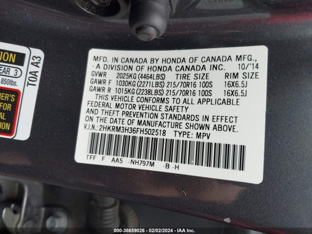 Honda CR-V LX 2015 2HKRM3H36FH502518 Image 9