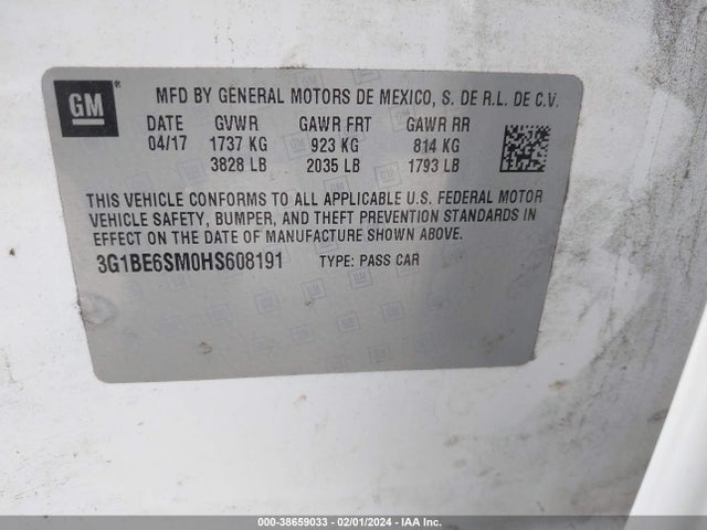 Chevrolet Cruze Lt Auto 2017 3G1BE6SM0HS608191 Image 9