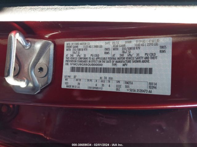 1FMCU9GX6GUB00000 Ford ESCAPE SE