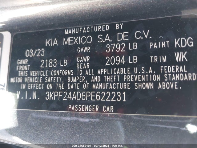 KIA Forte Lxs 2023 3KPF24AD6PE622231 Image 9