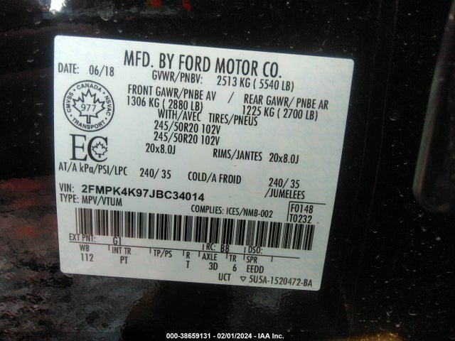 Ford Edge Titanium 2018 2FMPK4K97JBC34014 Image 9