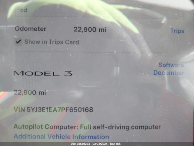 5YJ3E1EA7PF650168 Tesla Model 3 Rear-wheel Drive