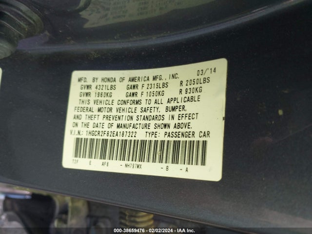 Honda Accord Ex-l 2014 1HGCR2F82EA187322 Image 9