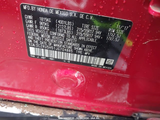 Honda HR-V EX 2018 3CZRU5H51JG704885 Image 9