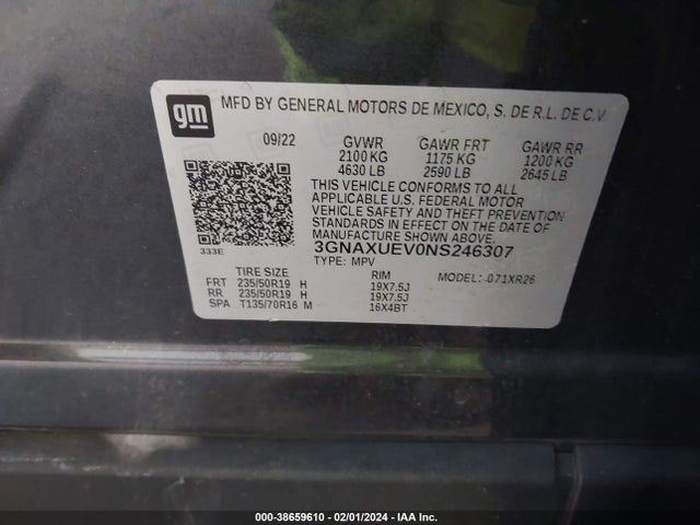 Chevrolet Equinox Awd Lt 2022 3GNAXUEV0NS246307 Image 9