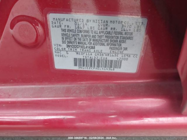 3N1CE2CPXEL414368 Nissan Versa Note Sv