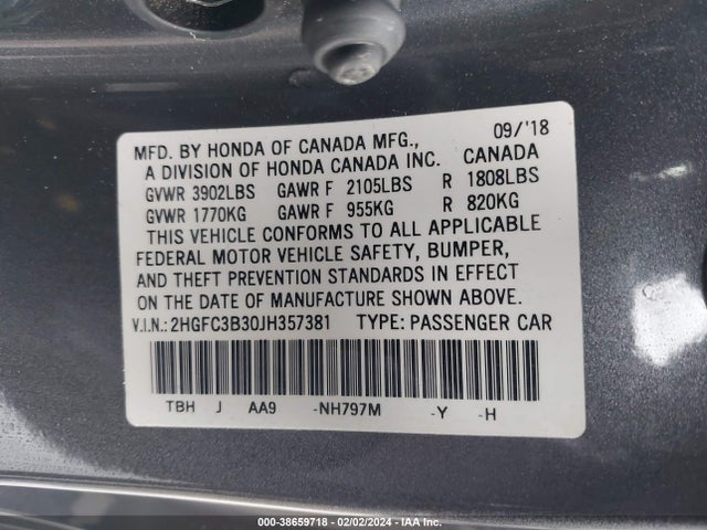 Honda Civic Ex-t 2018 2HGFC3B30JH357381 Image 9