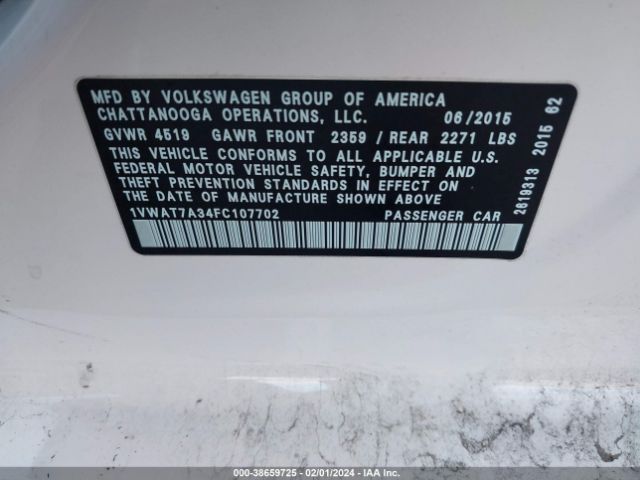 1VWAT7A34FC107702 Volkswagen Passat 1.8t Limited Edition