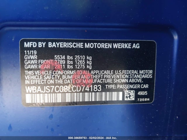 BMW M550i Xdrive 2020 WBAJS7C08LCD74183 Image 9