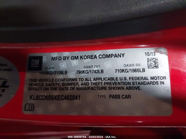 Chevrolet Spark 1lt Auto 2014 KL8CD6S9XEC462841 Image 9