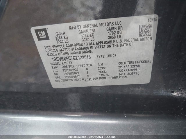 Chevrolet Silverado 1500 2lz 2016 1GCVKSEC7GZ122018 Image 9