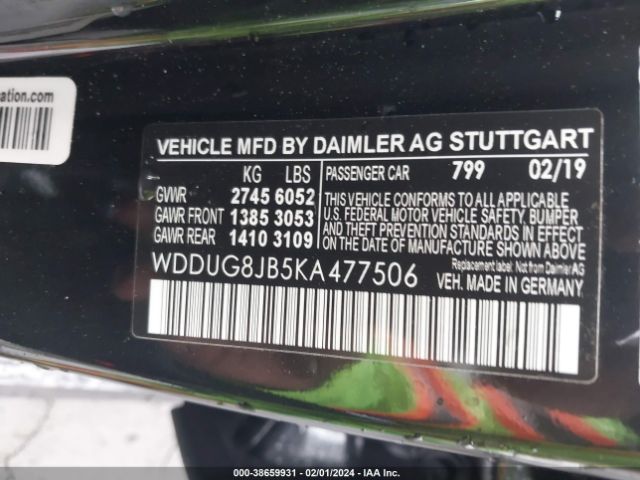 WDDUG8JB5KA477506 Mercedes-Benz Amg S 63 4matic