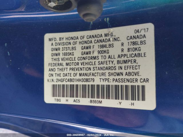 2HGFC4B01HH308079 Honda Civic Lx-p