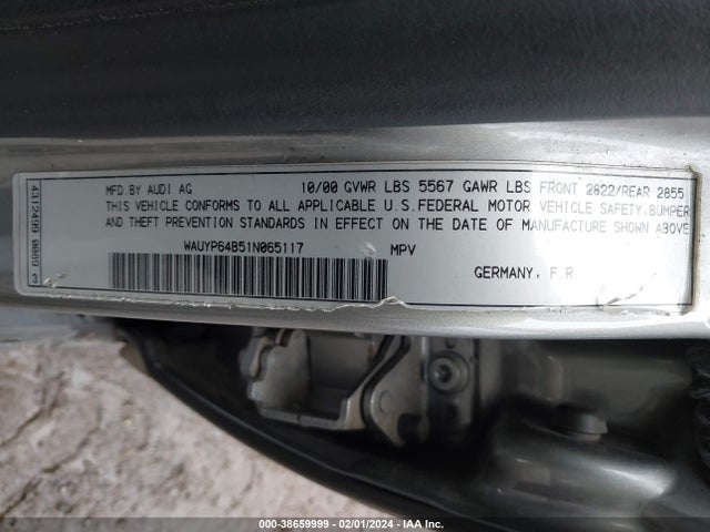 2001 AUDI ALLROAD WAUYP64B51N065117 Photo 8