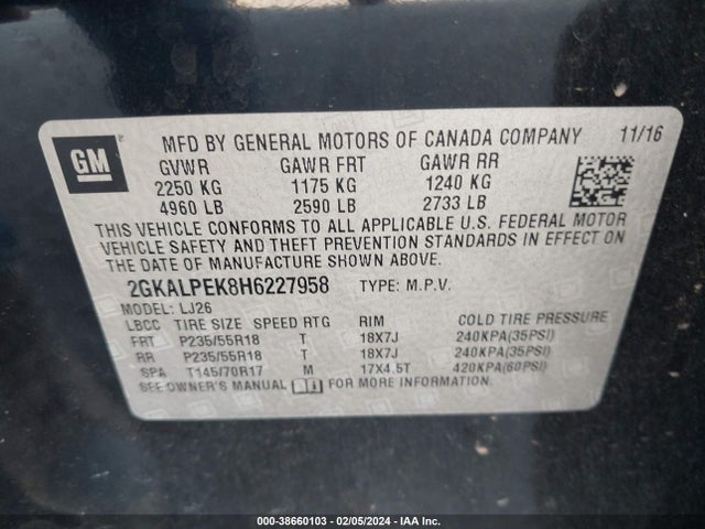 GMC Terrain Slt 2017 2GKALPEK8H6227958 Image 9