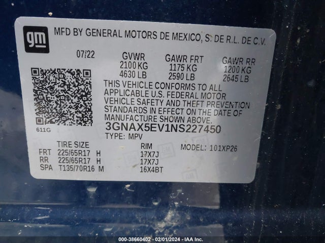 Chevrolet Equinox Awd 1fl 2022 3GNAX5EV1NS227450 Image 9