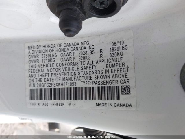 2HGFC2F8XKH571053 Honda Civic Sport
