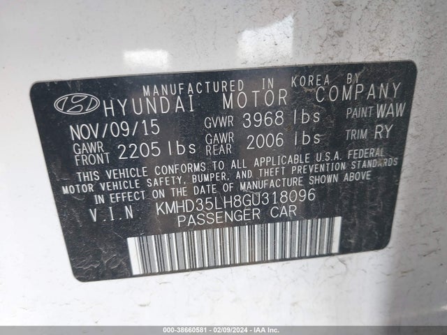 2016 HYUNDAI ELANTRA GT VIN: KMHD35LH8GU318096