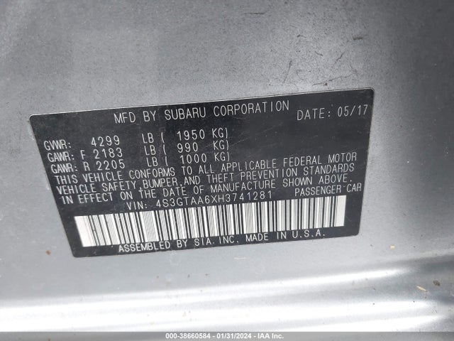 4S3GTAA6XH3741281 Subaru Impreza 2.0i
