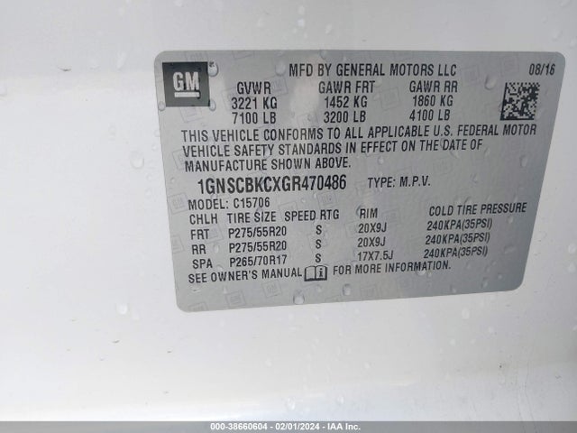 Chevrolet Tahoe Lt 2016 1GNSCBKCXGR470486 Image 9