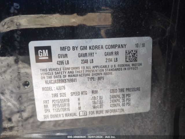 KL4CJASB9KB769841 Buick Encore Fwd Preferred