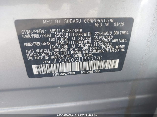 Subaru Forester Touring 2020 JF2SKAXC4LH550236 Image 9