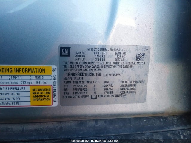 Chevrolet Traverse 1lt 2017 1GNKRGKD1HJ265160 Image 9