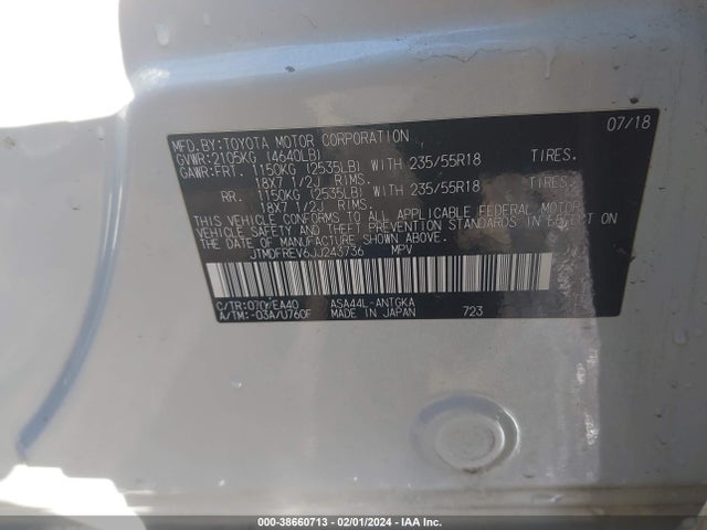 Toyota Rav4 Limited 2018 JTMDFREV6JJ243736 Image 9