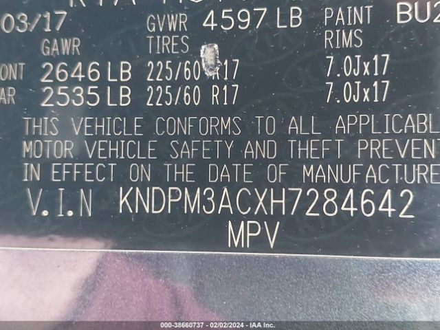 KNDPM3ACXH7284642 KIA Sportage Lx
