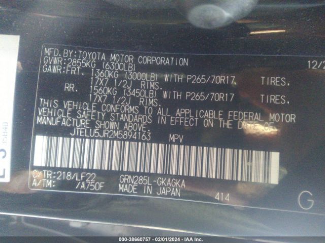 JTELU5JR2M5894163 Toyota 4runner Trd Pro