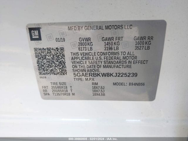 5GAERBKW8KJ225239 Buick Enclave Fwd Essence