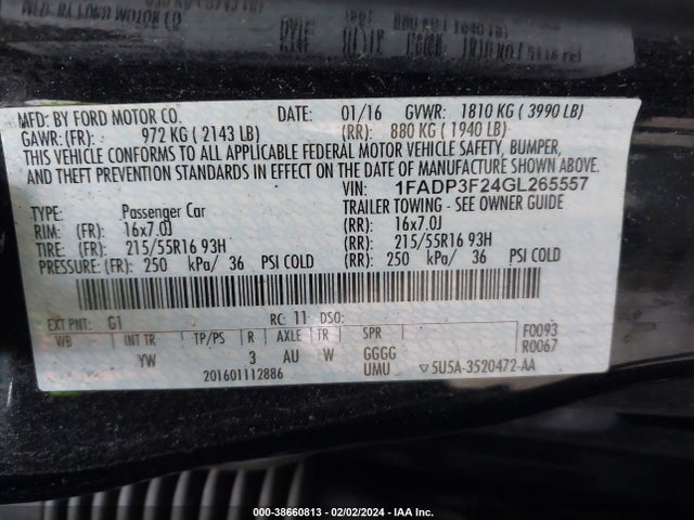 Ford FOCUS SE 2016 1FADP3F24GL265557 Image 9