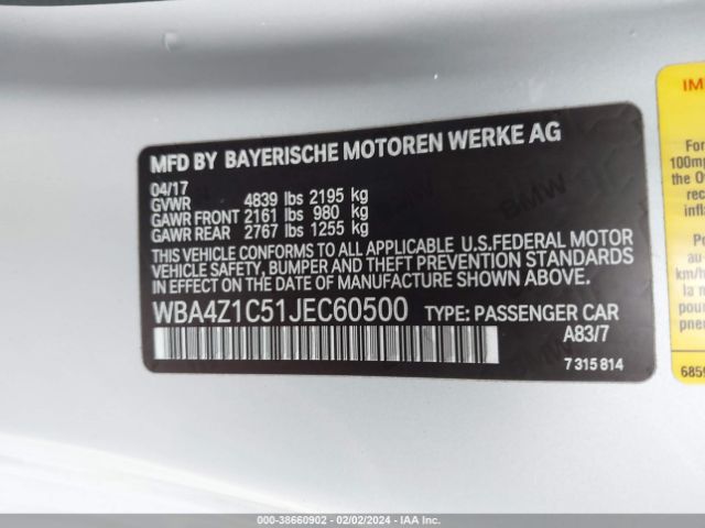 WBA4Z1C51JEC60500 BMW 430I