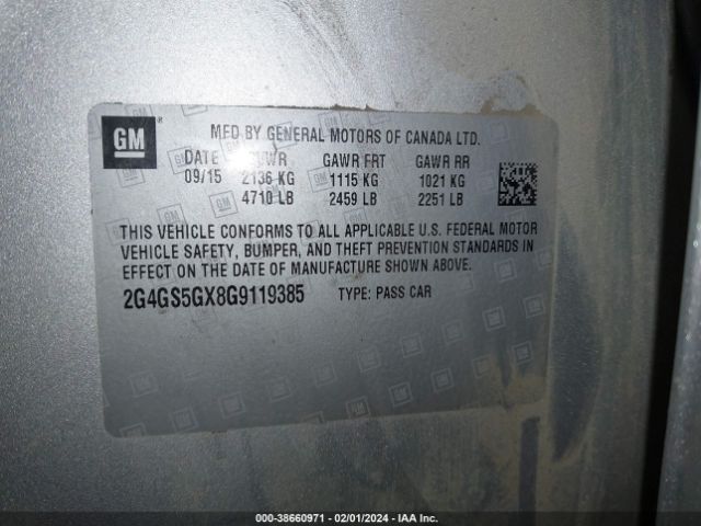 2G4GS5GX8G9119385 Buick Regal Turbo Premium Ii