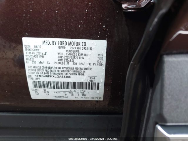 2020 FORD EXPLORER 1FMSK8FHXLGA53388 Photo 8