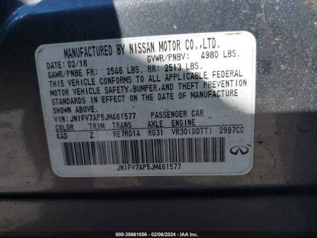 JN1FV7AP5JM461577 Infiniti Q50 3.0t Red Sport 400