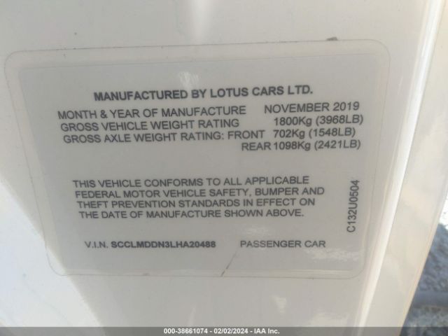 2020 LOTUS EVORA GT SCCLMDDN3LHA20488 Photo 8