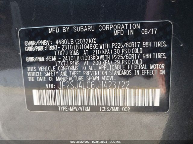 JF2SJALC6JH423722 Subaru Forester 2.5i Limited