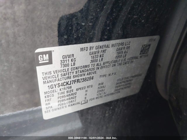 1GYS4CKJ7FR238284 Cadillac Escalade Premium