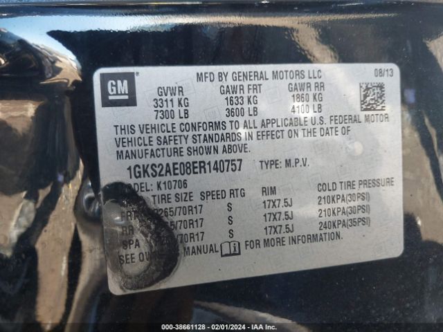 1GKS2AE08ER140757 GMC YUKON SLE