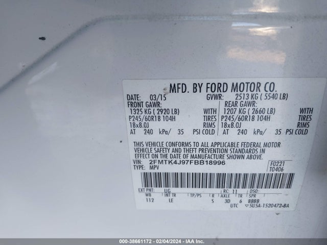 2FMTK4J97FBB18996 Ford EDGE SEL