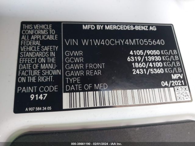 W1W40CHY4MT055640 Mercedes-Benz Sprinter 2500 High Roof I4