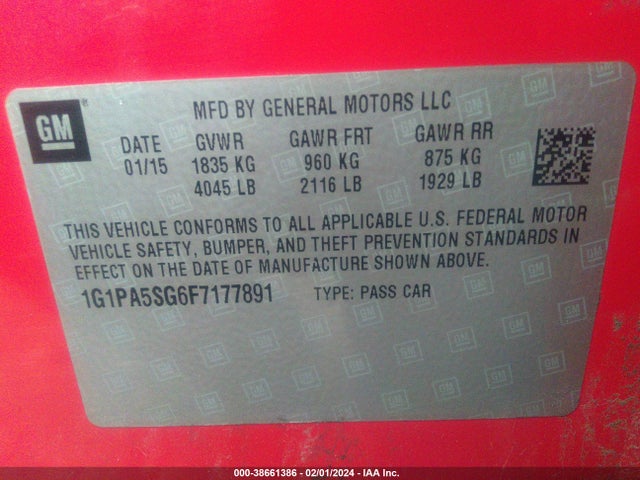 Chevrolet Cruze Ls Auto 2015 1G1PA5SG6F7177891 Image 9
