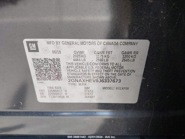 Chevrolet EQUINOX LS 2018 2GNAXHEV9J6337673 Image 9